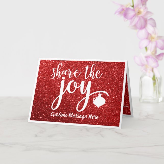 Weihnachts-Gruß-teilen Sie den Joy Red Glitzer Karte (Orchidee)