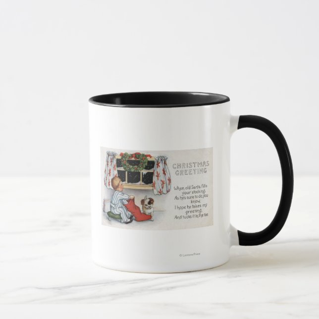 Weihnachts-GrußBoy-Graben im Strumpf Tasse (Rechts)