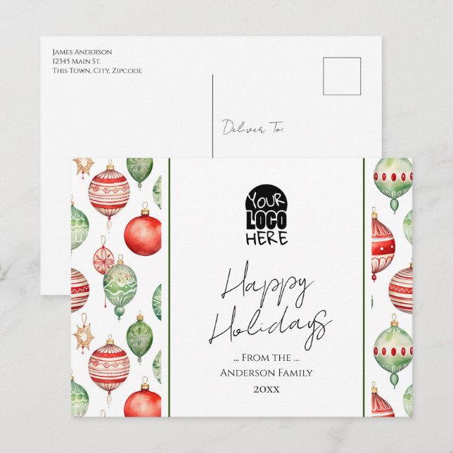 Weihnachts-Grüße für Ihr Logo Postkarte (Vorne/Hinten)