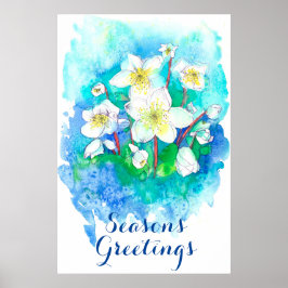 Weihnachts-Grüße Hellebore Weihnachten Blume Poster