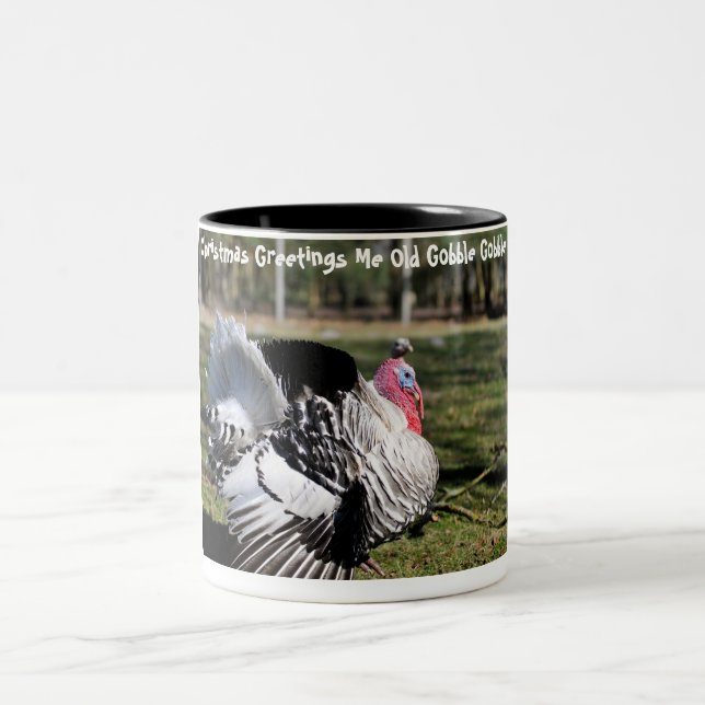 Weihnachts Grüße Ich Alte Gobble Gobble Zweifarbige Tasse (Mittel)