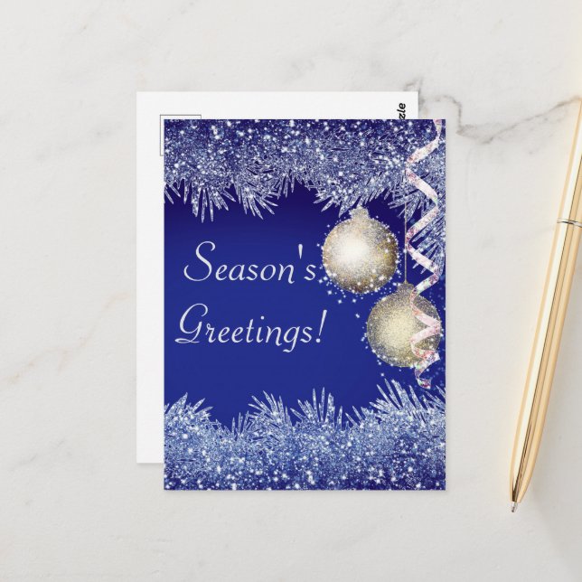Weihnachts-Grüße Weihnachten Glitzer Weihnachten Postkarte (Vorderseite/Rückseite Beispiel)
