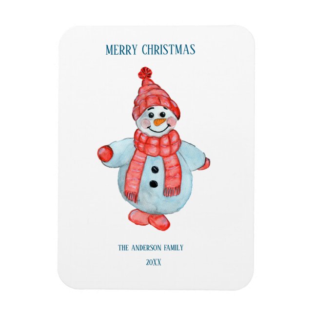 Weihnachts-Grußkarte eines Schneemanns Magnet (Vertikal)
