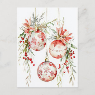 Weihnachts-Grußkarte mit festlichem Girlandenschmu Postkarte
