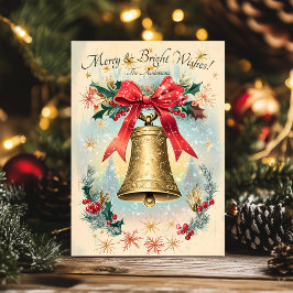 Weihnachts-Grußkarte mit Goldener Glocke Einladung