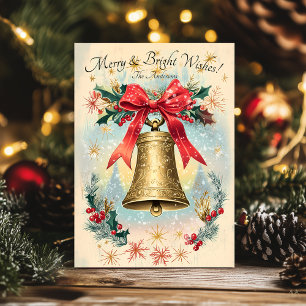 Weihnachts-Grußkarte mit Goldener Glocke Einladung