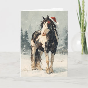 Weihnachts-Grußkarte mit Pferd Feiertagskarte