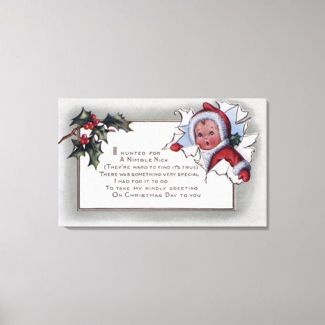 Weihnachts-GrußLittle Kid durch Papier Leinwanddruck (Vorderseite)