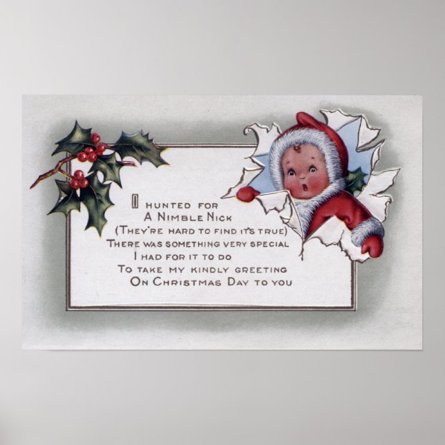 Weihnachts-GrußLittle Kid durch Papier Poster (Vorne)