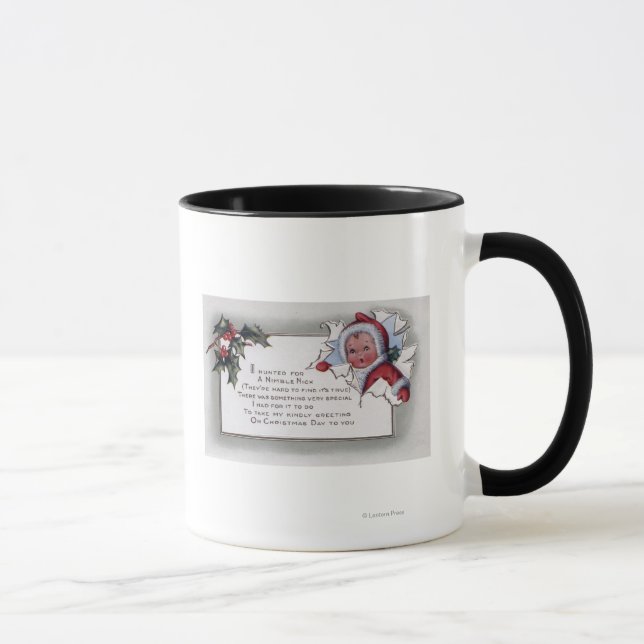 Weihnachts-GrußLittle Kid durch Papier Tasse (Rechts)