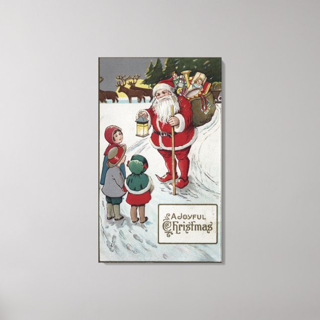 Weihnachts-GrußWeihnachten Gespräch mit Kindern Leinwanddruck (Vorderseite)