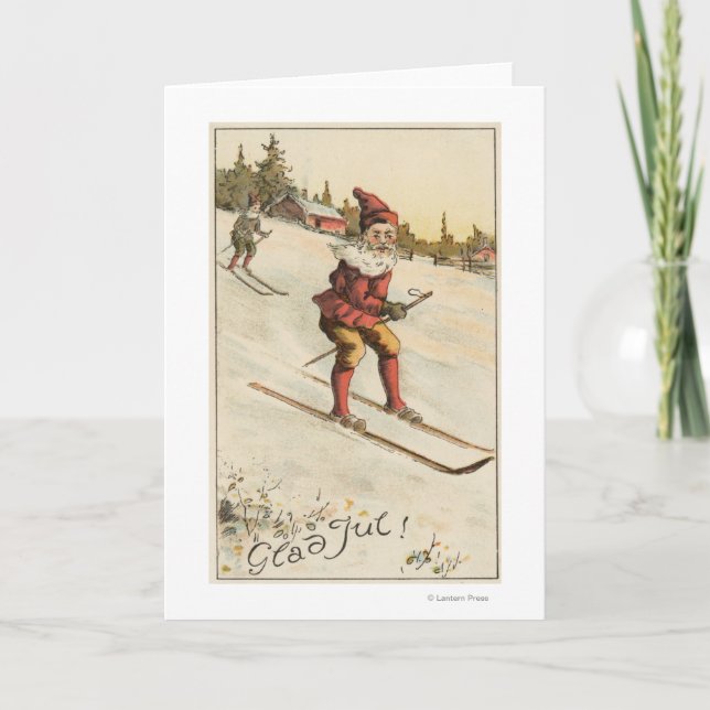Weihnachts-GrußWeihnachten Skiing Feiertagskarte (Vorderseite)