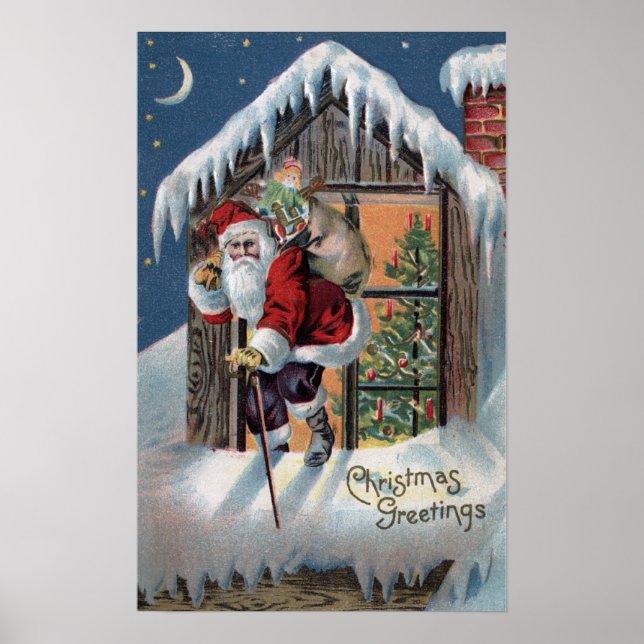 Weihnachts-GrußWeihnachts-Kletterfenster Poster (Vorne)
