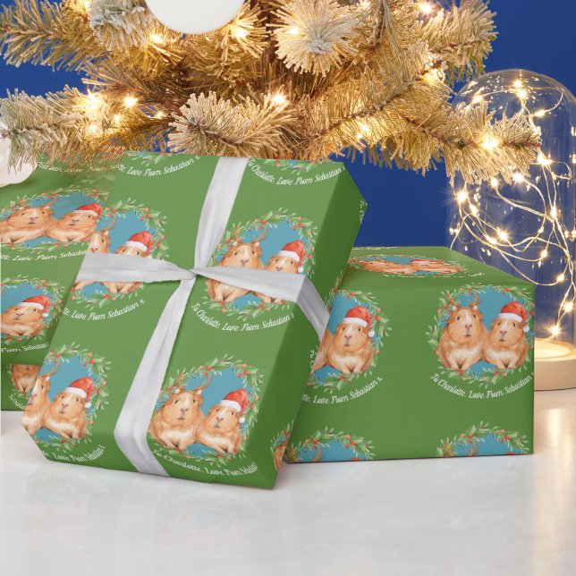 Weihnachts-Guinea Schweine Weihnachtsfeier und Ren Geschenkpapier (Feiertage)