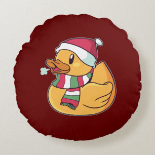 Weihnachts-Gummiente  Rundes Kissen