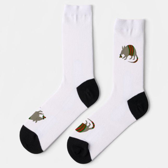 Weihnachts-Gürteltiere-Crewsocken Socken (Linkes Detail)