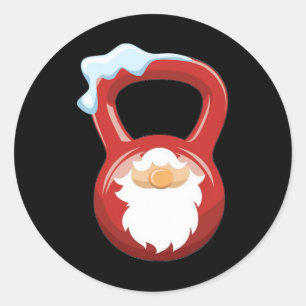 Weihnachts-Gymnastik-Workout Gnome Kettlebell-Weih Runder Aufkleber
