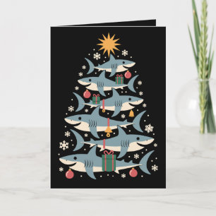 Weihnachts Hai Baum Schneeflocken Xmas Ferien Karte