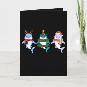 Weihnachts-Hai-Santa-Rentier-Baum-Xmas-Urlaub Karte