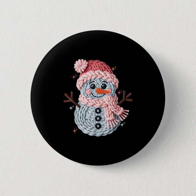 Weihnachts-Häkelfauxgarn gehäkelt Schneemann Lusti Button (Vorderseite)