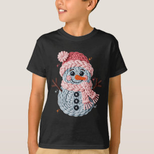 Weihnachts-Häkeln Falschgarn gehäkelt Schneemann L T-Shirt