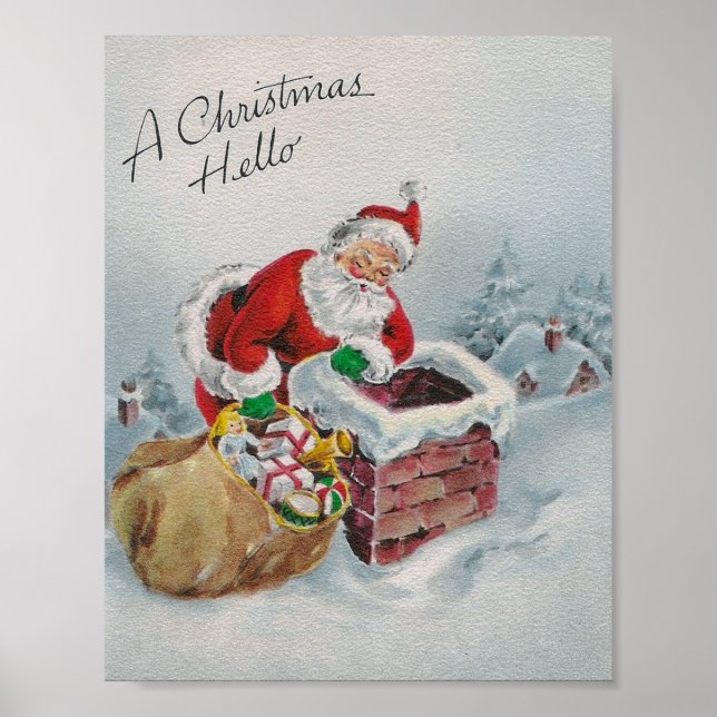Weihnachts Hallo Vintage Poster (Vorne)
