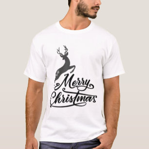 Weihnachts-Hand geschrieben, springen Hirsch und S T-Shirt