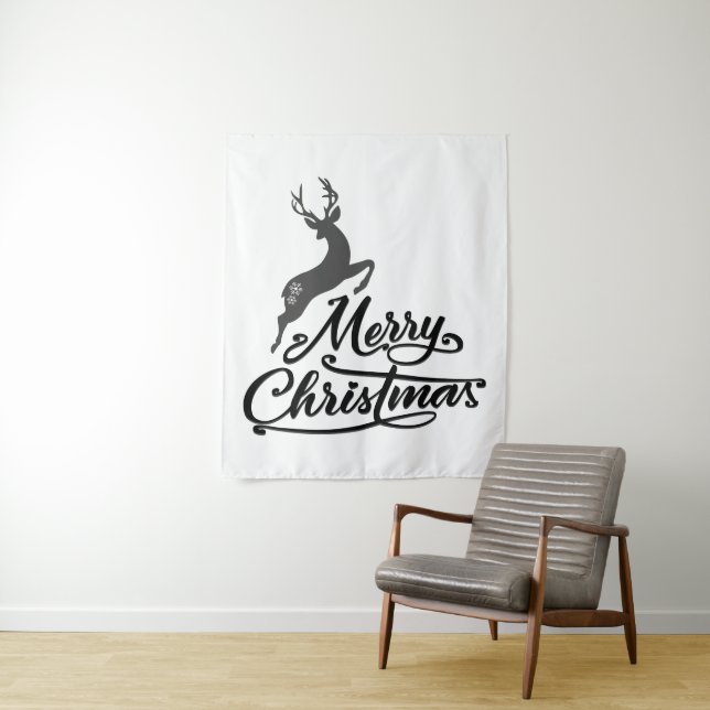 Weihnachts-Hand geschrieben, springen Hirsch und S Wandteppich (Beispiel)