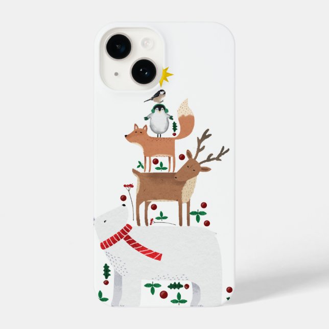 Weihnachts-Handy-Tier im neuen Jahr Urlaub iPhone 14 Hülle (Rückseite)
