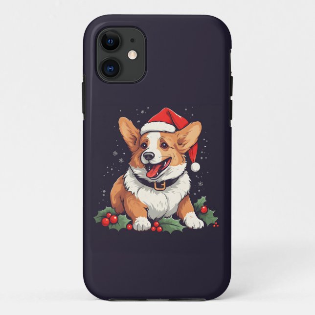 Weihnachts-Happy Corgi in Weihnachtsmannmütze mit  Case-Mate iPhone Hülle (Rückseite)