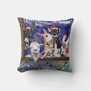 Weihnachts-Happy Farm Animal Party Funny Pillow Kissen