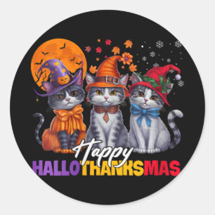Weihnachts-Happy Hall zu Halloween-Erntedank Runder Aufkleber