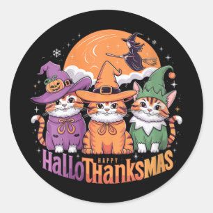 Weihnachts-Happy Hall zu Halloween-Erntedank Runder Aufkleber