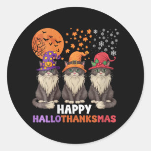 Weihnachts-Happy Hall zu Halloween-Erntedank Runder Aufkleber