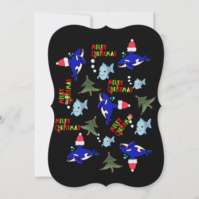 Weihnachts-Happy Holiday Flat Grußkarte Hai Karte (Vorderseite)