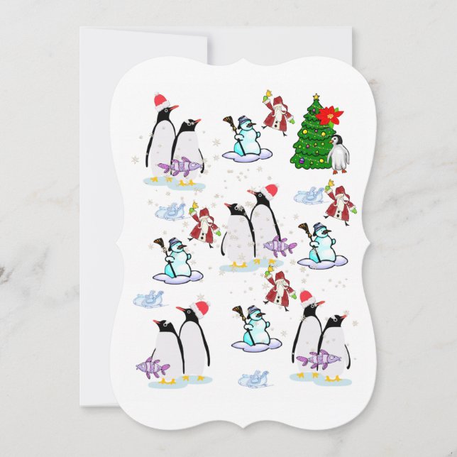 Weihnachts-Happy Holiday Flat Grußkarte Pinguin Karte (Vorderseite)