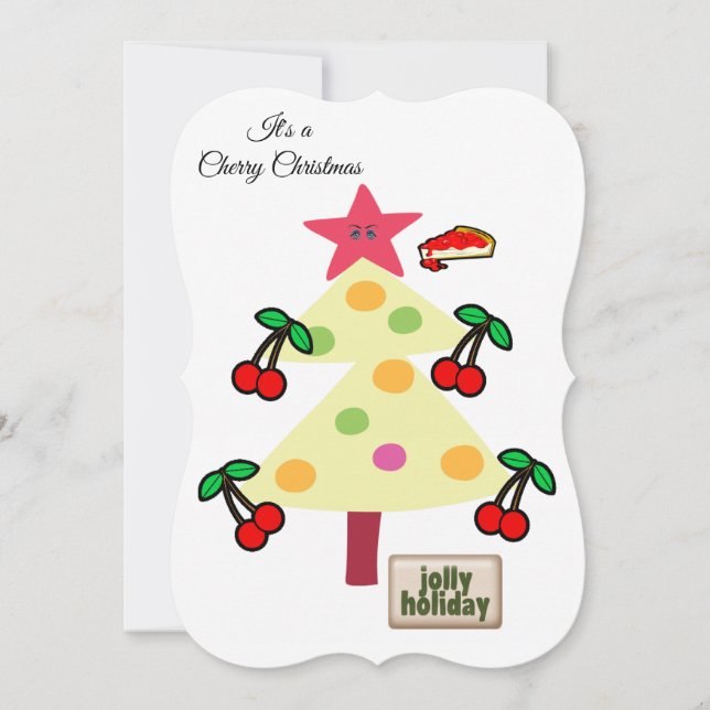 Weihnachts-Happy Holiday Flat GrußkarteKirschen Karte (Vorderseite)