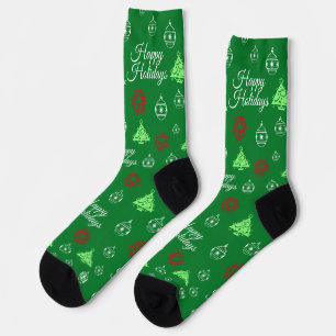 Weihnachts-Happy Holidays Green Trees Muster Socken