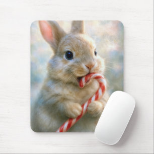 Weihnachts-Hase mit Zuckerrohr Mousepad