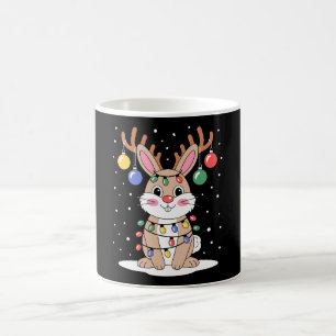 Weihnachts-Hase-Rentier-Geweih-Lichter Xmas-Schnee Kaffeetasse