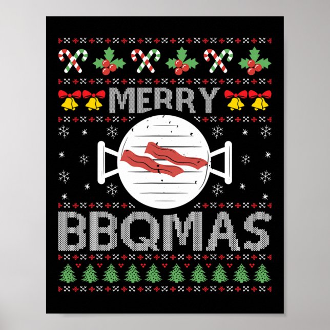 Weihnachts hässlicher Pullover Byrbecue Xmas Party Poster (Vorne)