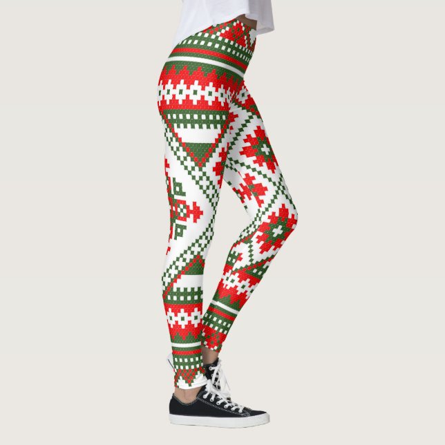 Weihnachts hässliches Pullover-Muster Leggings (Rechts)