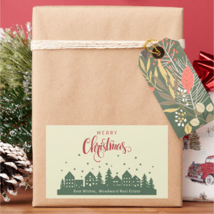 Weihnachts-Haus Elegant Retro   Benutzerdefinierte Rechteckiger Aufkleber