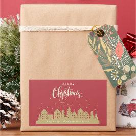 Weihnachts-Haus Red Retro | Realtor Personalisiert Rechteckiger Aufkleber