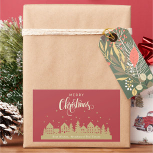 Weihnachts-Haus Red Retro   Realtor Personalisiert Rechteckiger Aufkleber