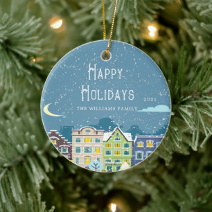 Weihnachts-Haus Schnee-Tag Foto Feiertag Ornament