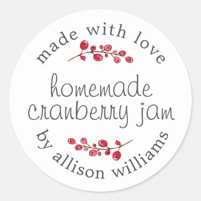 Weihnachts-hausgemachte Cranberry Jam Canning Runder Aufkleber (Vorderseite)