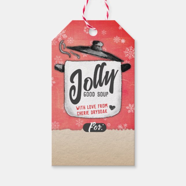Weihnachts hausgemachte Suppe ein Glas Geschenk Ta Geschenkanhänger (Vorderseite)
