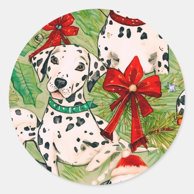 Weihnachts-Haustier  Runder Aufkleber (Vorderseite)