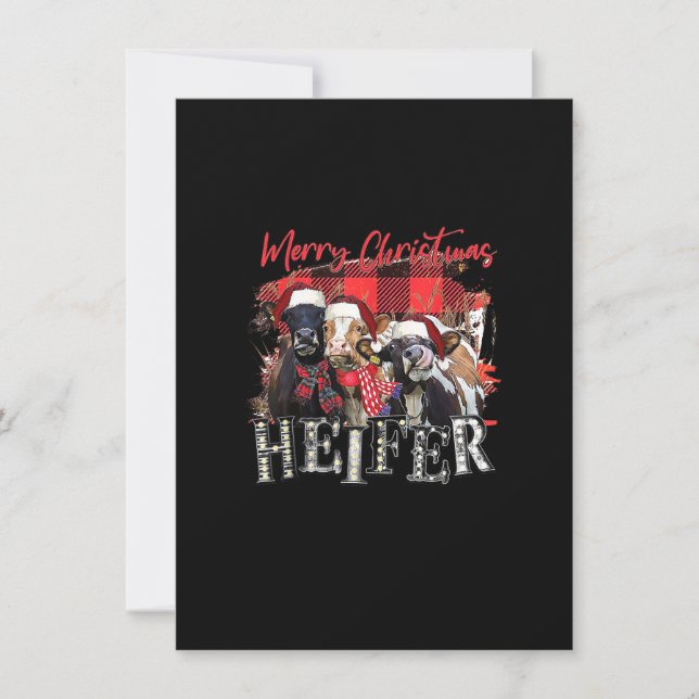 Weihnachts-Heifer-Weihnachtsmannmütze Weihnachtsli Einladung (Vorderseite)
